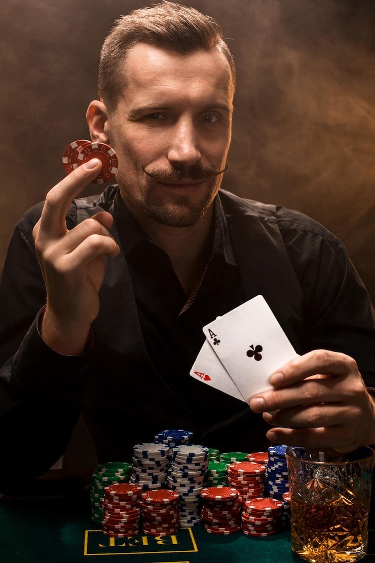 Dealer profesional membagikan kartu di studio Lightning Baccarat dinasti555